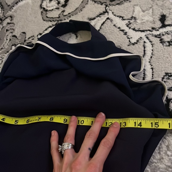 Alice + Olivia navy blue cropped halter top with sheer ruffle size XS - Picture 12 of 12